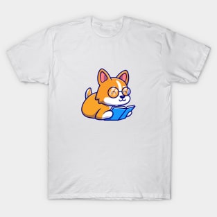 Corgi Reads Book T-Shirt